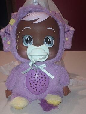 Cry Baby Plush Star Projector Baby Doll - Purple